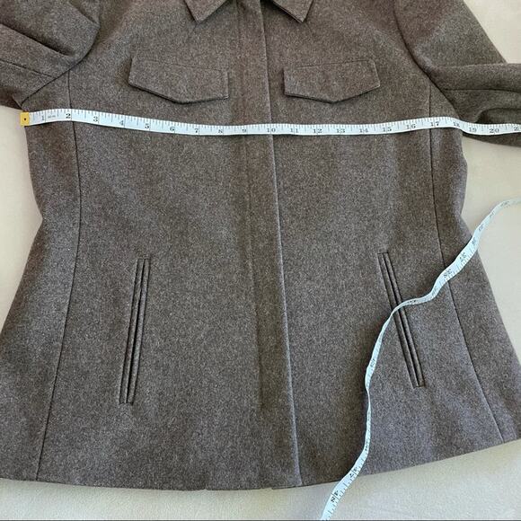 J. Crew Wool Blend Full Zip Lined Brown Jacket Size Petite Small Snap Pockets - Picture 9 of 10